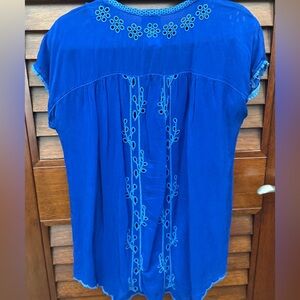 Blue Embroidered Women's Top